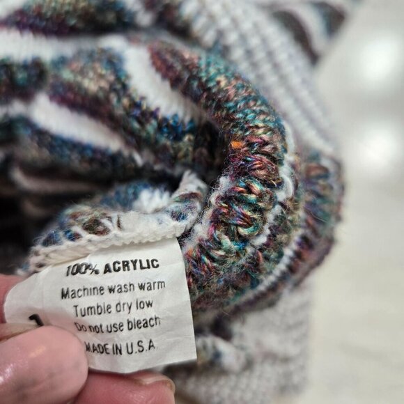 Vintage Megalos 3D Sweater Men LT Large Tall Multicolor Textured 80s Grandpa USA - Picture 9 of 11